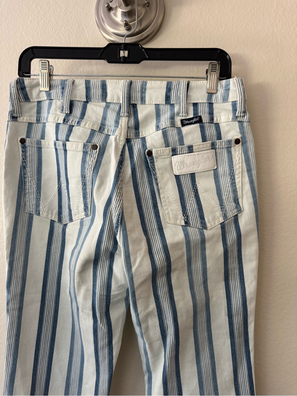 Wrangler Retro Bailey Striped Light Blue and White Flare Jeans Size 29 - Picture 5 of 11